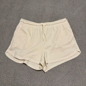 H&M Cream Drawstring Activewear Athletic Sweat Shorts with Pockets Size Large
